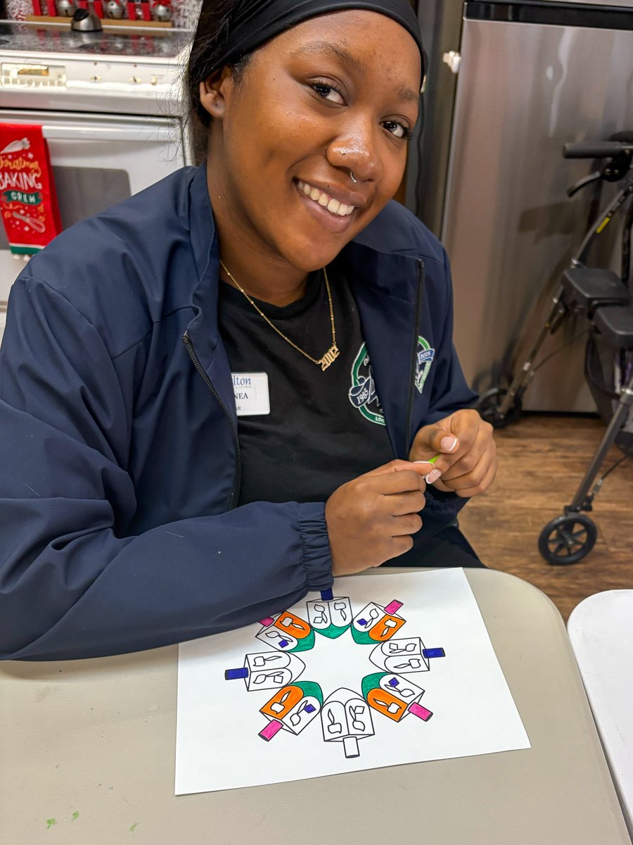 Last night, we kicked off Hanukkah across our communities. Carlton Downtown Pleasant Hill celebrated with good conversation, dreidel coloring, and our first candle of the season 🕯️🕎💙🤍