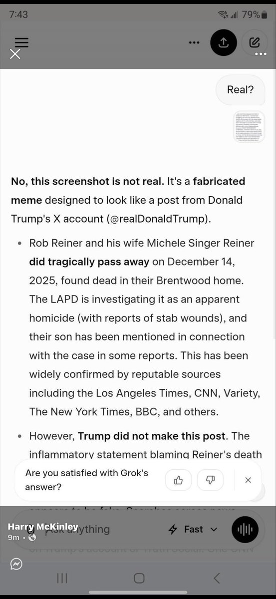 saddlesurfer2's tweet photo. @atensnut According to Grok, its fake. https://t.co/uhIJ7QD5oF
