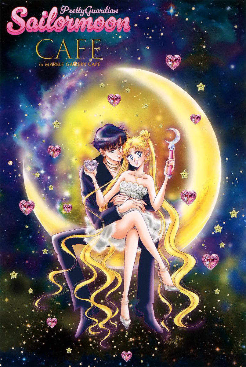 setteidreams's tweet image. Naturally I had to scan the new Sailor Moon Café postcard with the new artwork from Naoko Takeuchi.

#sailormoon