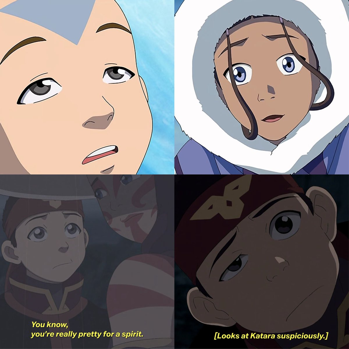 i still think about the fact that aang has only ever acknowledged beauty in two people and they were both katara