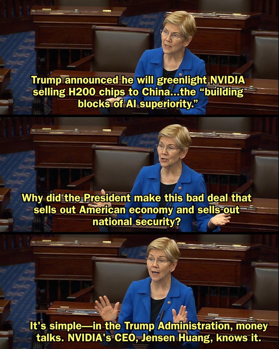 After NVIDIA's CEO paid for a special dinner and his company donated to Donald Trump's gold-plated ballroom, he got his wish to sell advanced AI chips to China.
 
Money talks in the Trump Administration.