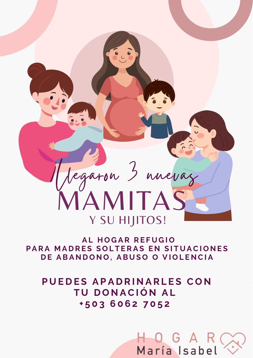 Este mes llegaron 3 nuevas mamitas con sus hijitos al Hogar María Isabel 🤍
¿Nos ayudas con tu donación?
Víveres, artículos esenciales o aporte mensual 💳

Info: wa.link/1ez1xg
📞 +503 6062 7052

#HogarMariaIsabel #SiAlaVida #ProMujer