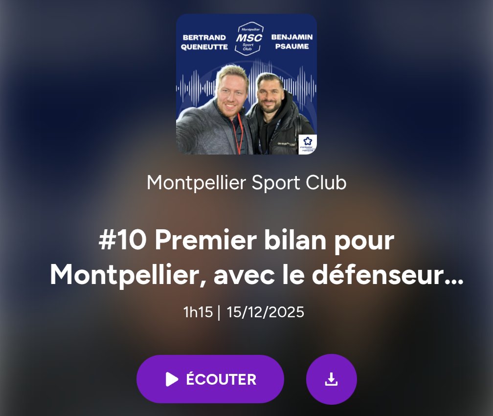 𝐌𝐓𝐏 𝐒𝐩𝐨𝐫𝐭 𝐂𝐥𝐮𝐛 - 𝐄𝟏𝟎

⚽🟠🔵 Réconciliation, mais aussi frustration : l'heure du BILAN ! Constat et consignes, avec <a href="/BenjiPsaume/">benji psaume</a> et Fred Mendy + top / flop + 30 minutes avec Julien Laporte

🎧➡️ Bon podcast les amis : podcast.ausha.co/montpellier-sp… #TeamMHSC #Montpellier