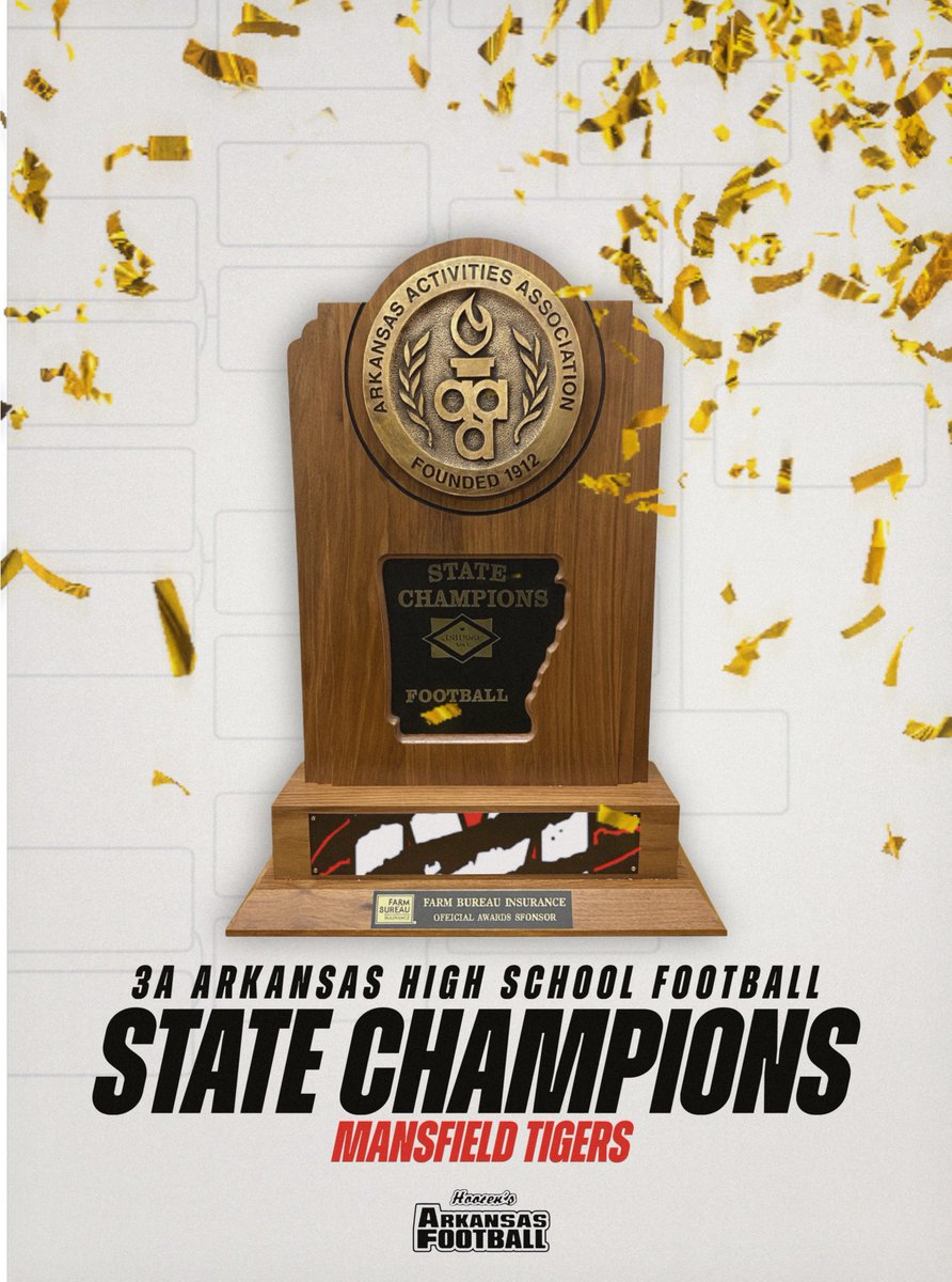With the 2025 Season coming to end we want to congratulate all the #ARHSFB STATE CHAMPIONS!

Congratulations to the 2025 Arkansas Class 3A STATE CHAMPIONS…

MANSFIELD TIGERS

#ARHSFB | #StateChamps