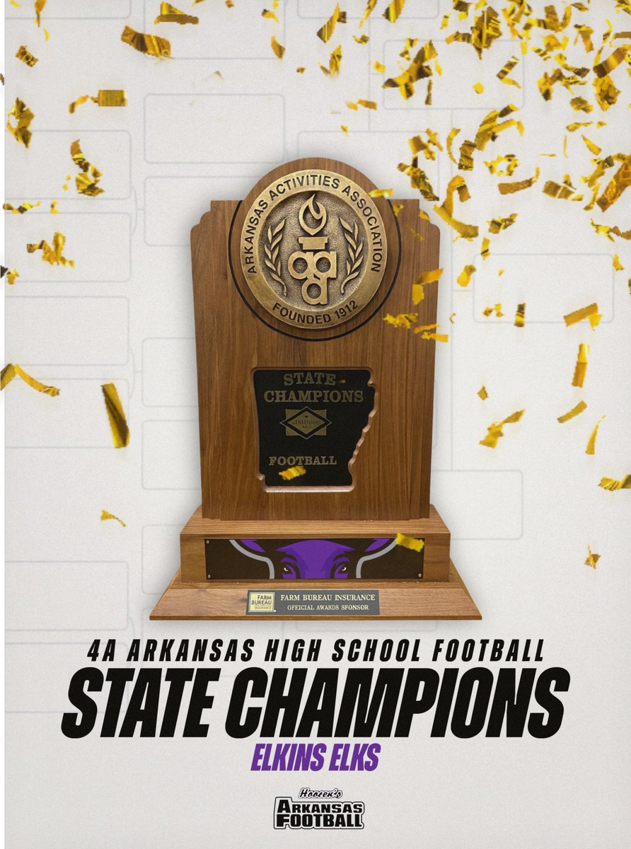 With the 2025 Season coming to end we want to congratulate all the #ARHSFB STATE CHAMPIONS!

Congratulations to the 2025 Arkansas Class 4A STATE CHAMPIONS…

ELKINS ELKS

#ARHSFB | #StateChamps