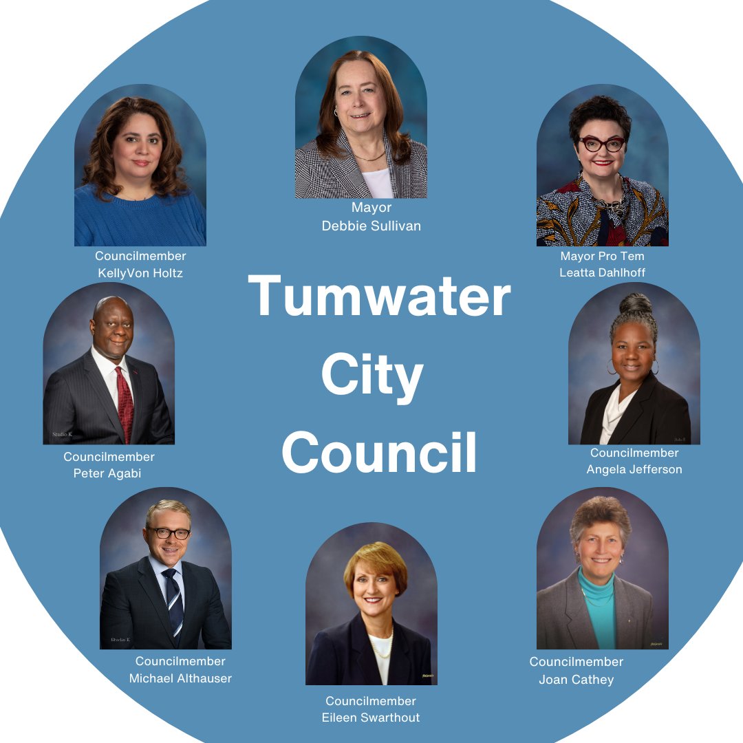 The Tumwater City Council will meet at 7 p.m., Dec. 16, in Council Chambers at Tumwater City Hall, 555 Israel Road SW. Meeting agendas, packets, and minutes can be found on the city website. Links to view the meeting online can be found in the agenda.    
ci.tumwater.wa.us/.../meeting-ag…