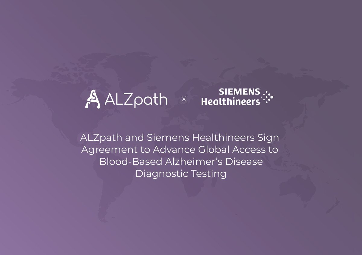 AlZpath's tweet image. ALZpath and Siemens Healthineers have signed a licensing agreement to accelerate global access to blood-based Alzheimer’s disease diagnostic testing.

🔗Read the full press release: alzpath.bio/alzpath-and-si…
