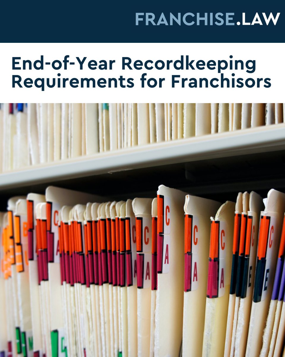 FranchiseLaw_NC's tweet image. Year-end recordkeeping keeps franchisors compliant and ready for 2026. Review your agreements and disclosures before closing the books.
franchise.law/franchise-comp…

#FranchiseLaw #FranchiseCompliance #BusinessManagement