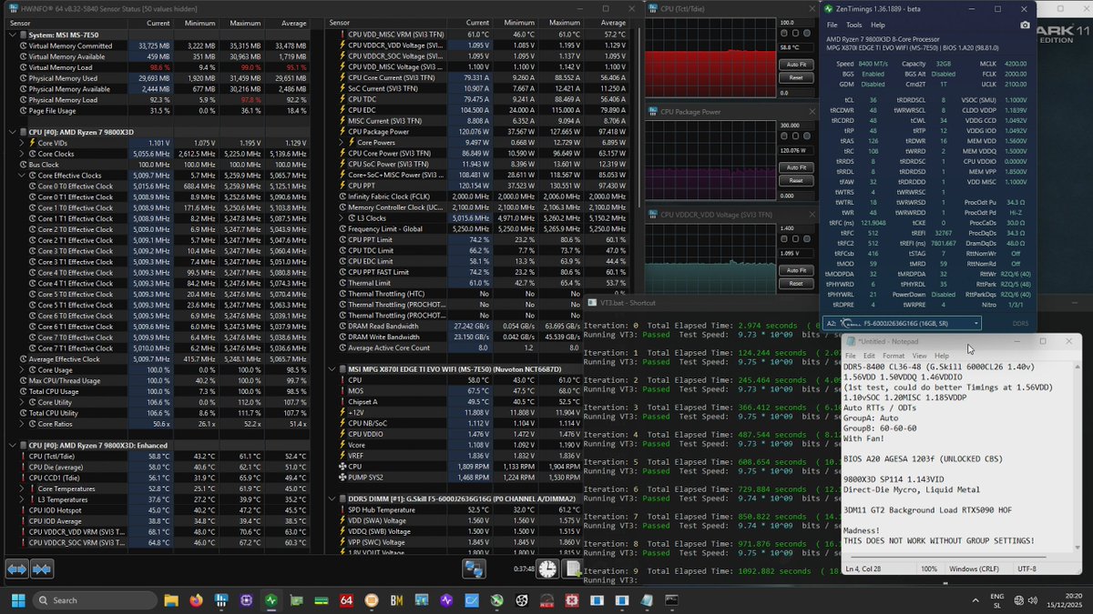 This MSI X870i EDGE forced me to hit up <a href="/flashhez_/">ִֶָ</a> to Unlock CBS Settings in BIOS to get 1:2 mode working properly
Lo and Behold DDR5-8400 Works instantly with tuned GroupB Settings
MSI Your boards are Amazing but PLEASE UNLOCK AMD CBS Settings. They change Everything!