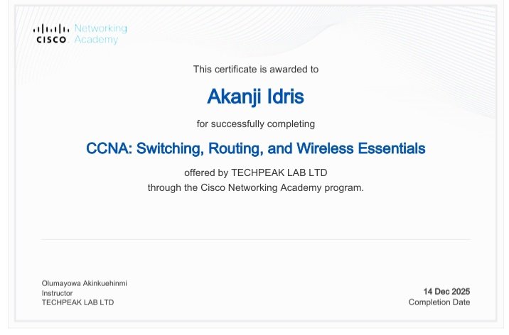 Hackanji_'s tweet image. Thank you so much  TECHPEAK LAB LTD  for this opportunity  Big appreciation to my mentors and instructors of the program @lanceeihoda @akintunero and every member of the Team for making this a success. I'm hyped for the CCNA 3 already 😊
