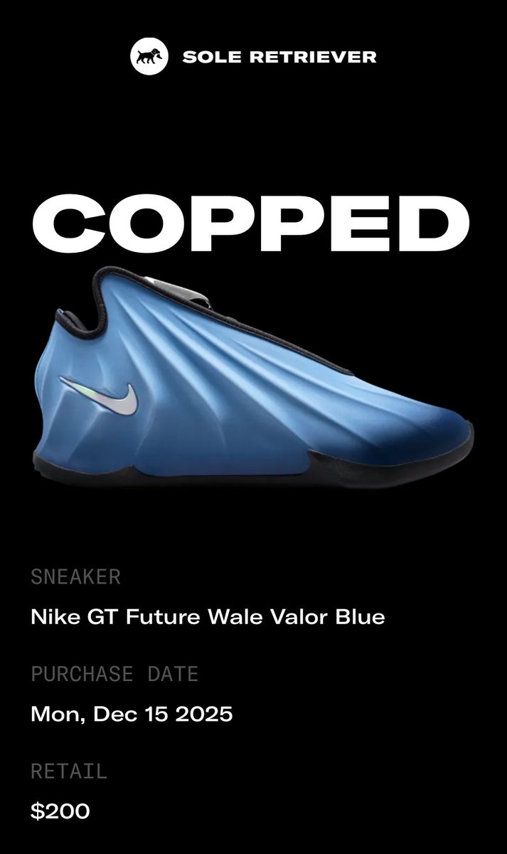 I just copped the Nike GT Future Wale Valor Blue with <a href="/SoleRetriever/">Sole Retriever</a>
rtrv.in/share-win