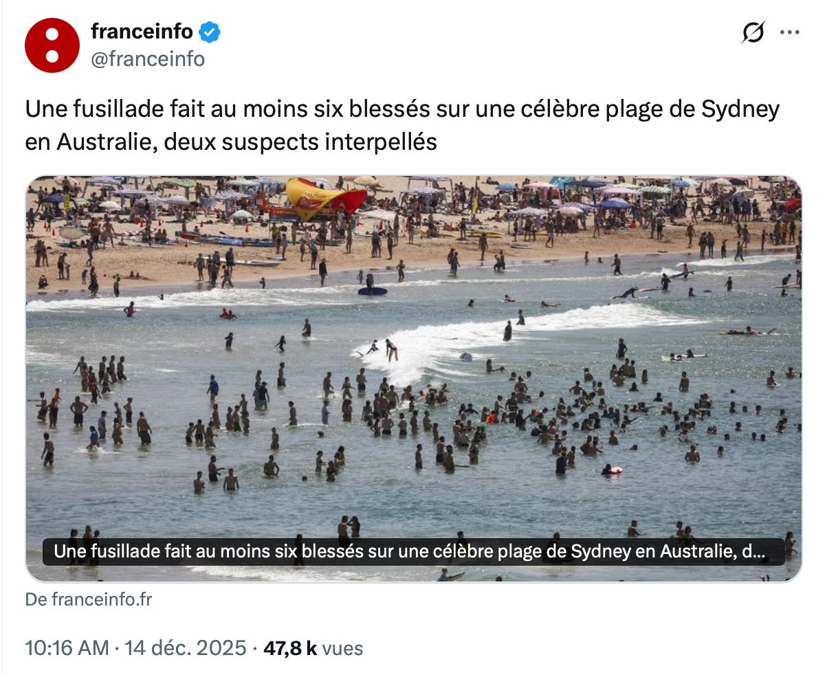KimJongUnique's tweet image. C'est ÇA un média labellisé par l'Élysée : France Info a qualifié l'attentat en Australie de simple "fusillade".