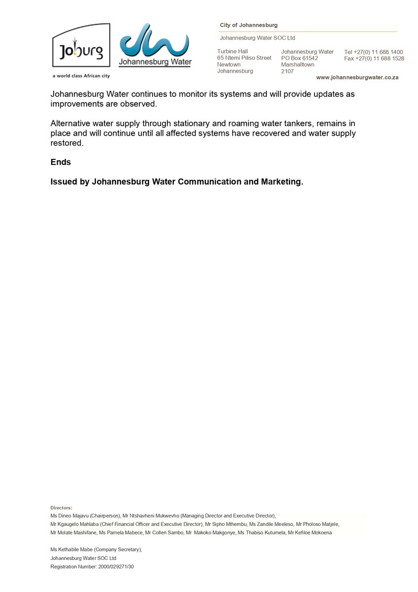 Johannesburg Water tweet media
