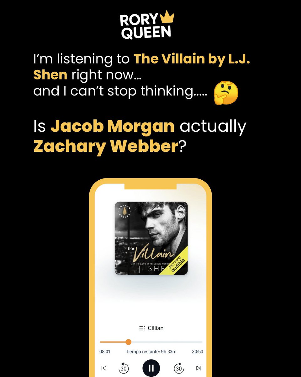 rory_queen901's tweet photo. Because that voice — the tone, the rhythm, the pause — it’s giving serious déjà vu.
Do you ever recognize a narrator before they say their name?
#Audiobooks #TheVillain #LJShen #JacobMorgan #ZacharyWebber #DarkRomance #AudiobookAddict #VoiceMystery #BostonBelles #AudibleLove https://t.co/QWtoaqSA0R