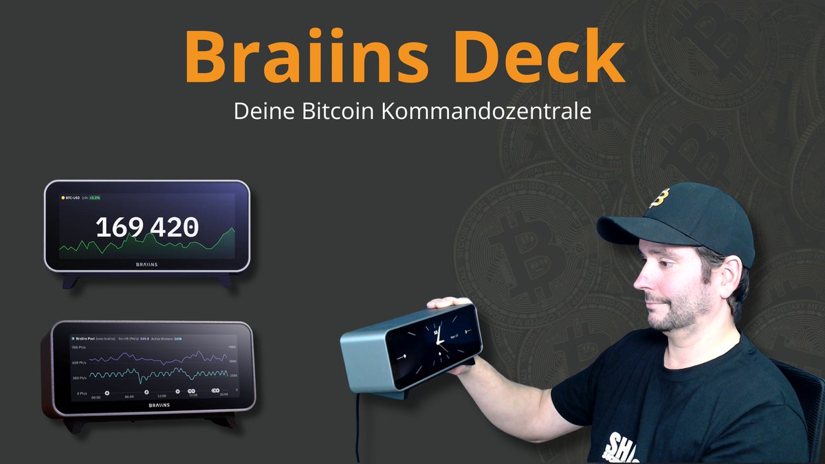 Hier gibt es das neue Video über das Braiins Deck - Deine Bitcoin Kommandozentrale! 

Alle wichtigen Kennzahlen zu Bitcoin findest du auf einem Deck:
- Hashrate
- Blockhöhe
- Preis
- Wecker
- Wetterstation
- und viele mehr!

Zum Video:
youtu.be/9cEaaxVWB80

Zum Produkt: