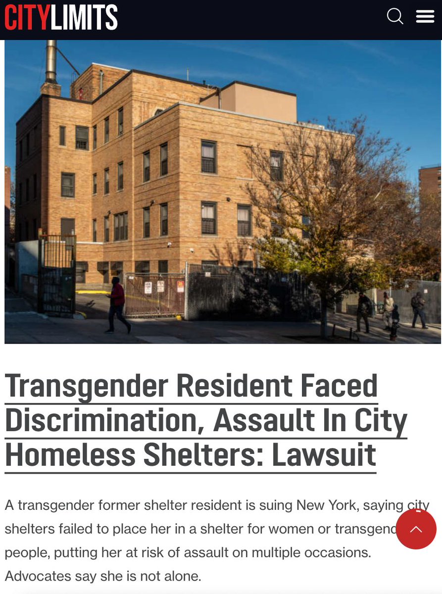 patrickspauster's tweet image. Over a 2.5 year stay across 3 shelters, a transgender woman says the city repeatedly put her in rooms with men who assaulted her, according to a new civil rights suit.

Advocates say it's the tip of the iceberg in NYC's mostly gender-segregated shelter system. For @citylimitsnews