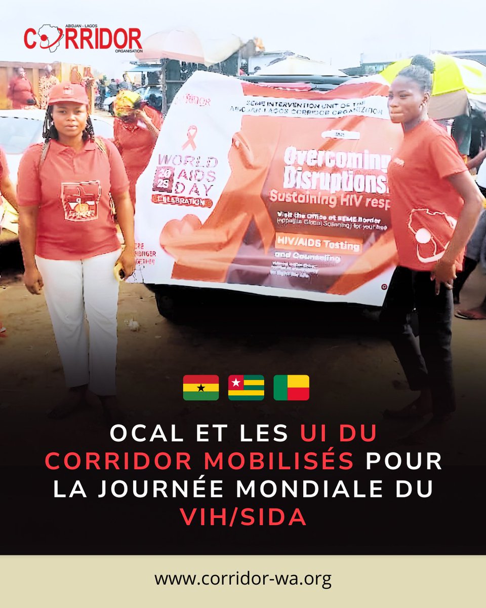 Décembre = Journée mondiale du #VIH/#SIDA 🌍
Du 2 au 5 déc, les UI de #OCAL ont sensibilisé à Hillacondji, Kraké, Sèmè, Noé, Aflao &amp; Kodjoviakopé.
Caravanes, marchés, gares routières : la prévention continue ✊💜
🌐 bit.ly/3XVqbLK