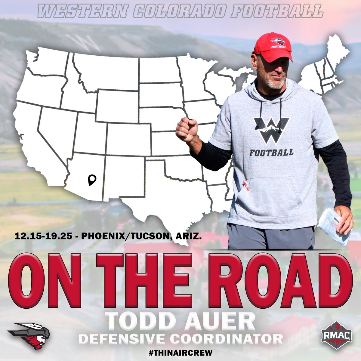 Coach <a href="/tauer34/">Coach Auer</a> will be in Arizona all week looking for future Mountaineers! #MountUp #ThinAirCrew