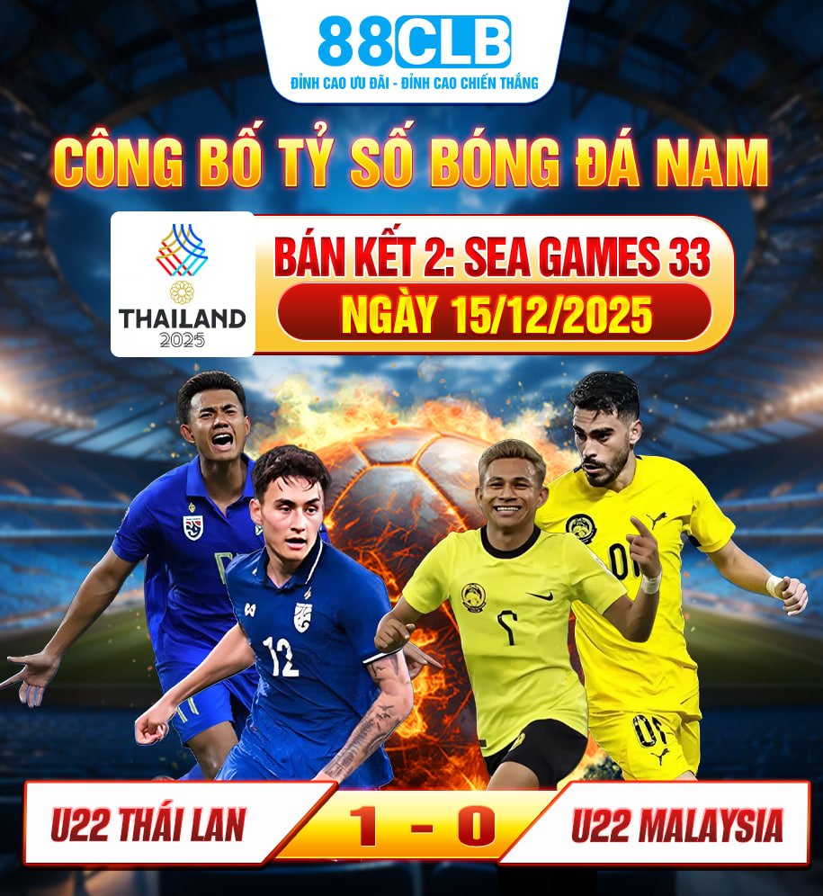 88CLBcom's tweet image. 8️⃣8️⃣CLB CẬP NHẬT TỶ SỐ BÓNG ĐÁ NAM SEA GAMES 33 - NGÀY 1️⃣5️⃣/1️⃣2️⃣/2️⃣0️⃣2️⃣5️⃣
#88CLB  #BONGDA #THETHAO #SEAGAME33