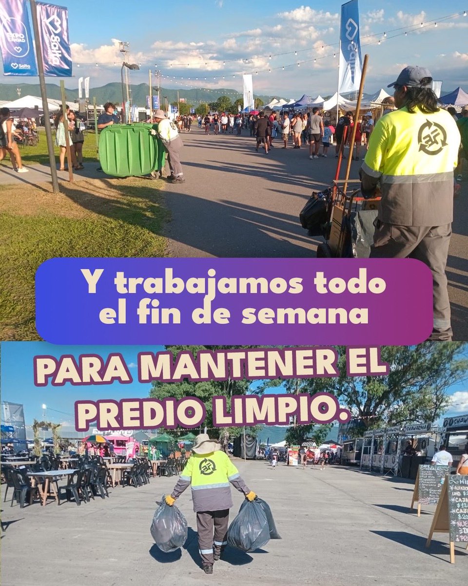 💪🏻Antes, durante y al finalizar la Expo Ciudad, el equipo de la Fueguina prestó servicio de limpieza. 
¿Nos viste?