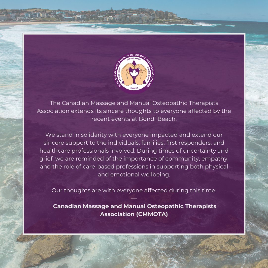 CMMOTACanada's tweet photo. Our thoughts are with everyone affected by the recent events at Bondi Beach.

During times like these, we are reminded of the importance of compassion, &amp; coming together in support. We stand with the individuals, families, first responders, and healthcare professionals impacted. https://t.co/ZPI4yD1GNh