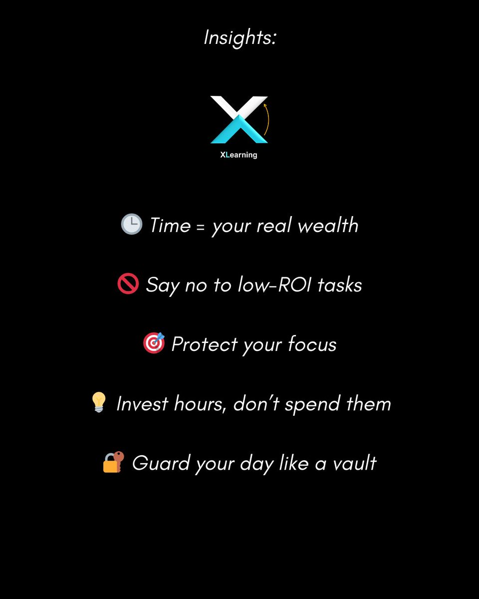 xlearningAI's tweet image. 💼 “Protect Your Time Like It’s Your Capital.”

🕒 Time is the real currency of success once spent, it never comes back.

High performers guard their hours the same way investors protect their money: thoughtfully, strategically, and with clea