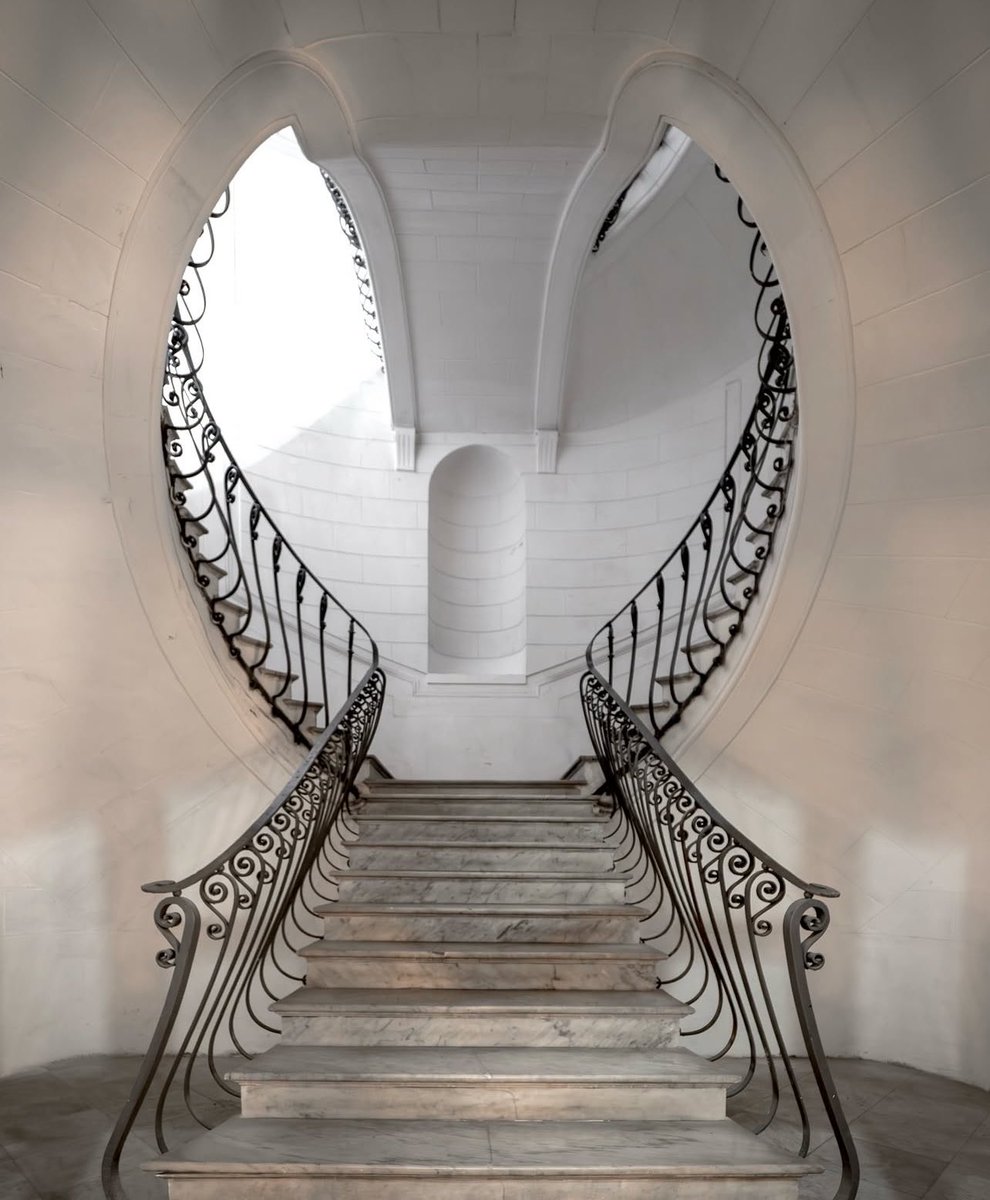 An angel’s wings Art Nouveau staircase in Italy.
