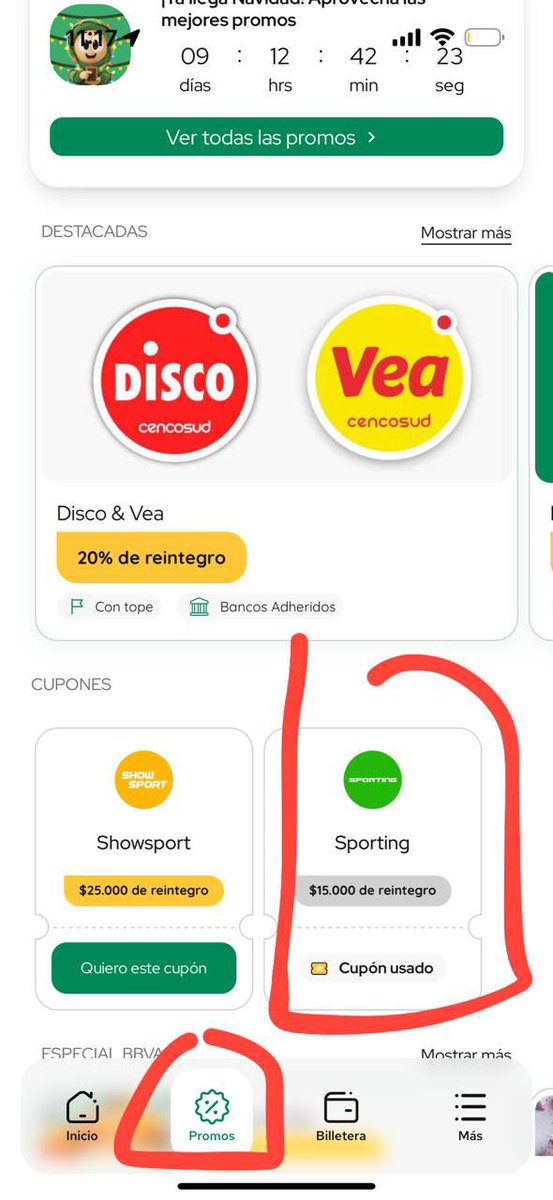 vmenditto's tweet image. 👟 Sporting 

🎄 20% MODO NAVIDAD 
tope $12.000

🎄 20% Sporting MODO + bancos adheridos 
Tope $15.000

🎄 Cupón Sporting dentro de MODO que se aplica activándolo en MODO 
$15.000 en compras &amp;gt; $100.000

(El ejemplo Qie te dejo está simulado con Buepp crédito )