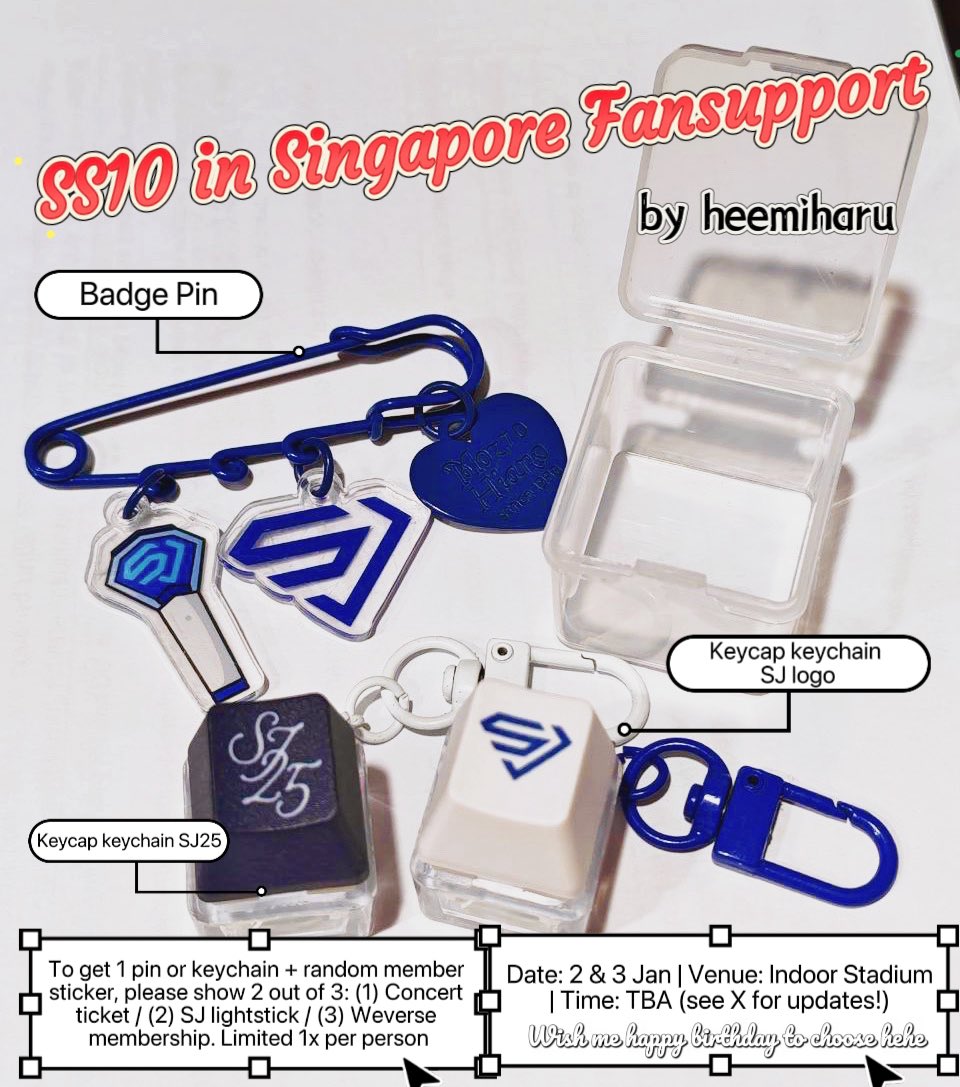 heemiharu's tweet image. Hi everyone! Presenting my first ever fansupport in celebration of SS10 in SG + my birthday 💙 Extremely limited, happy to trade ☺️

Details in pic and to be announced, see you there! 💙✨️

#SUPERJUNIOR #슈퍼주니어 #슈퍼쇼10 #SS10inSG #SS10inSingapore
