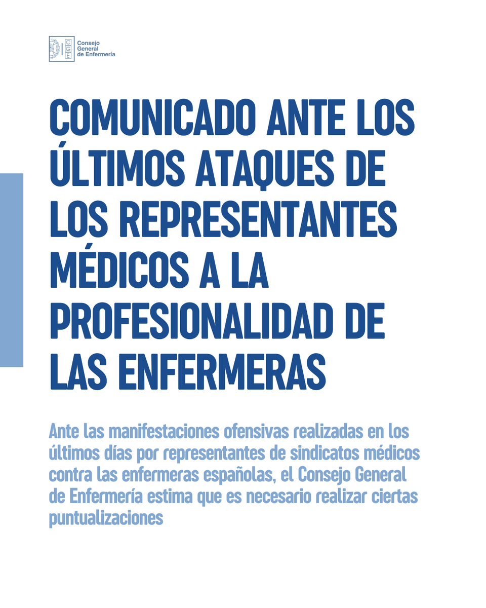 🔴 Comunicado ante los últimos ataques de los representantes médicos a la profesionalidad de las enfermeras
