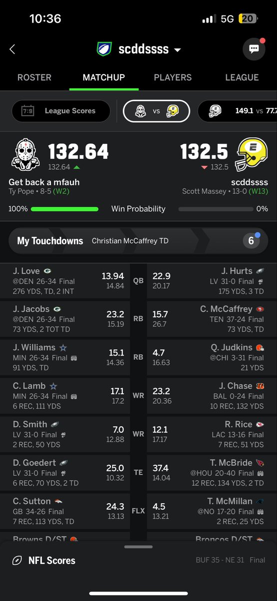 All time fantasy football bad beat