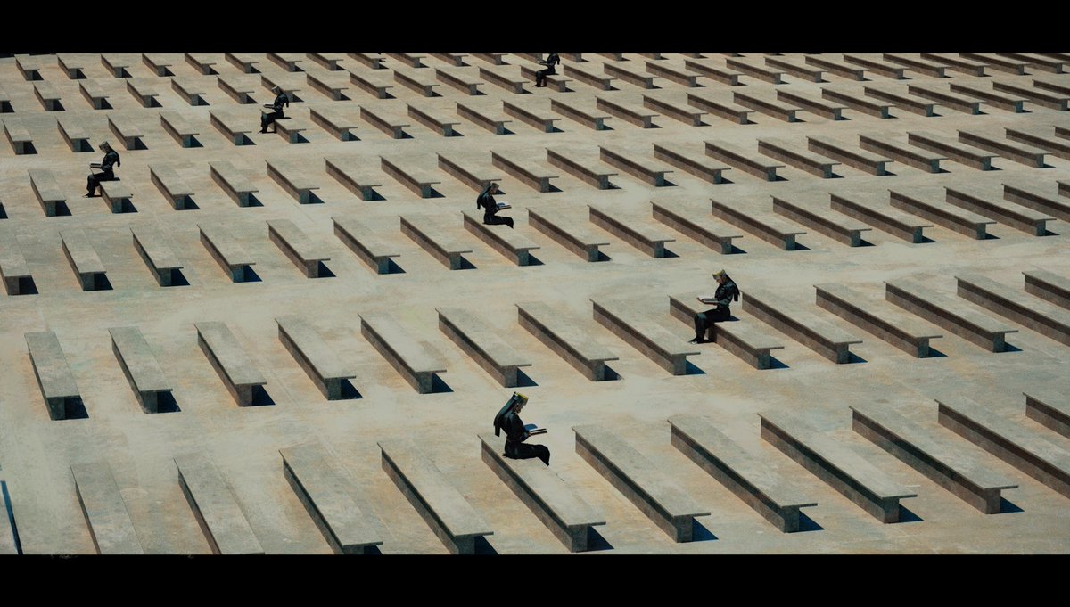 suxuanweist's tweet image. This is Part 11. I continue to introduce this planet and the symbols of its culture. Architecture and space are presented through flat composition, as this place stands for order and the rule of law.