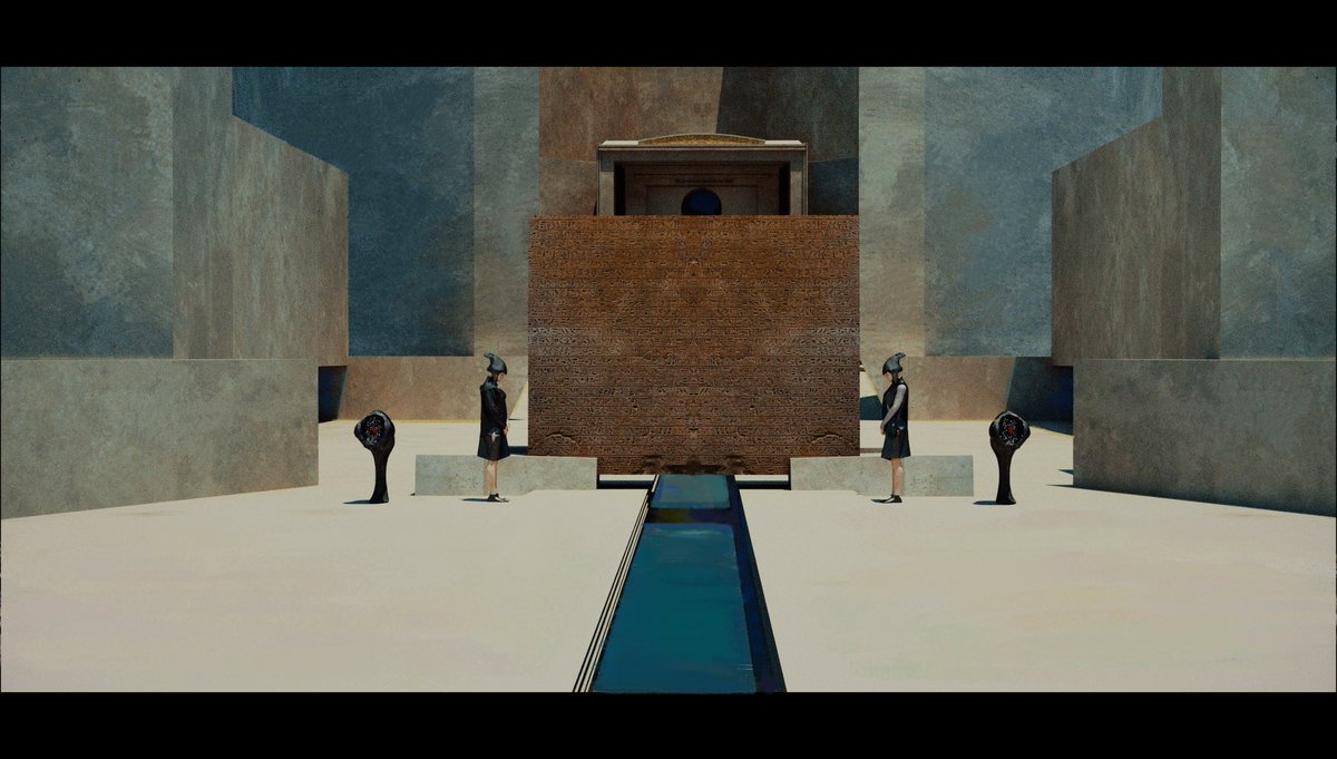 suxuanweist's tweet image. This is Part 11. I continue to introduce this planet and the symbols of its culture. Architecture and space are presented through flat composition, as this place stands for order and the rule of law.