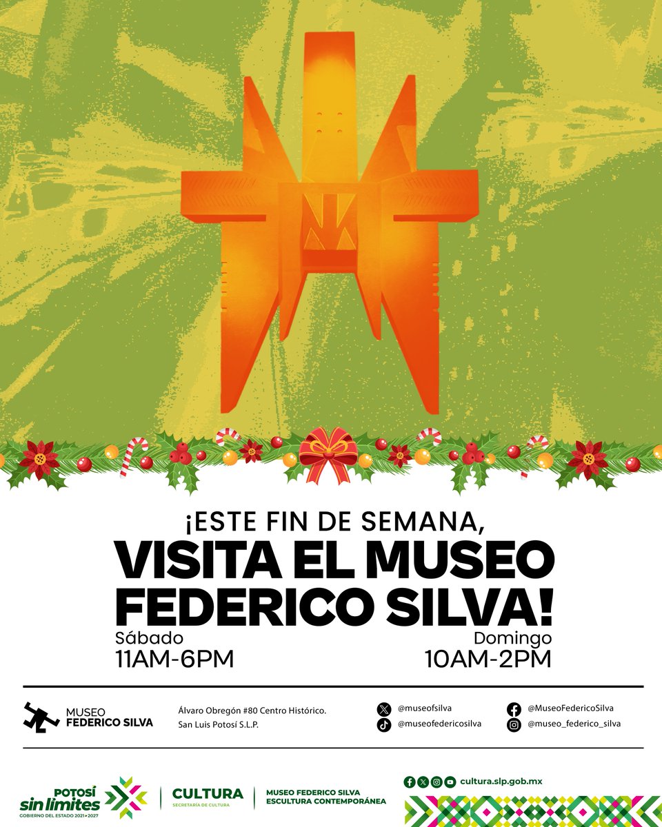 ¡Este fin de semana visita el #museofedericosilva en su último fin de semana de entrada gratis del 2025! 🤩 te invitamos a conocer nuestras 3 exposiciones temporales vigentes, así como la colección permanente de escultura monumental de Federico Silva. 

#ricardogallardo