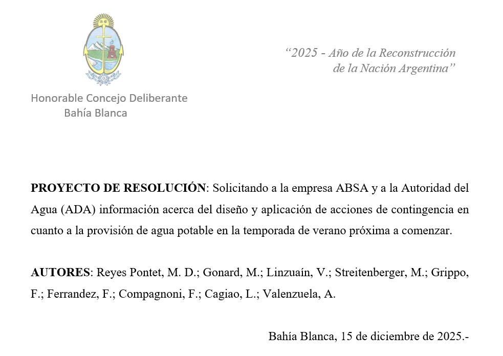 📃 Hoy presentamos un Proyecto solicitando información acerca del Plan de Contingencia de ABSA para este verano

En los primeros días altas temperaturas ya se registraron cortes del suministro 💧

Además de ajustes tarifarios tenemos que priorizar el servicio, planes y obras!