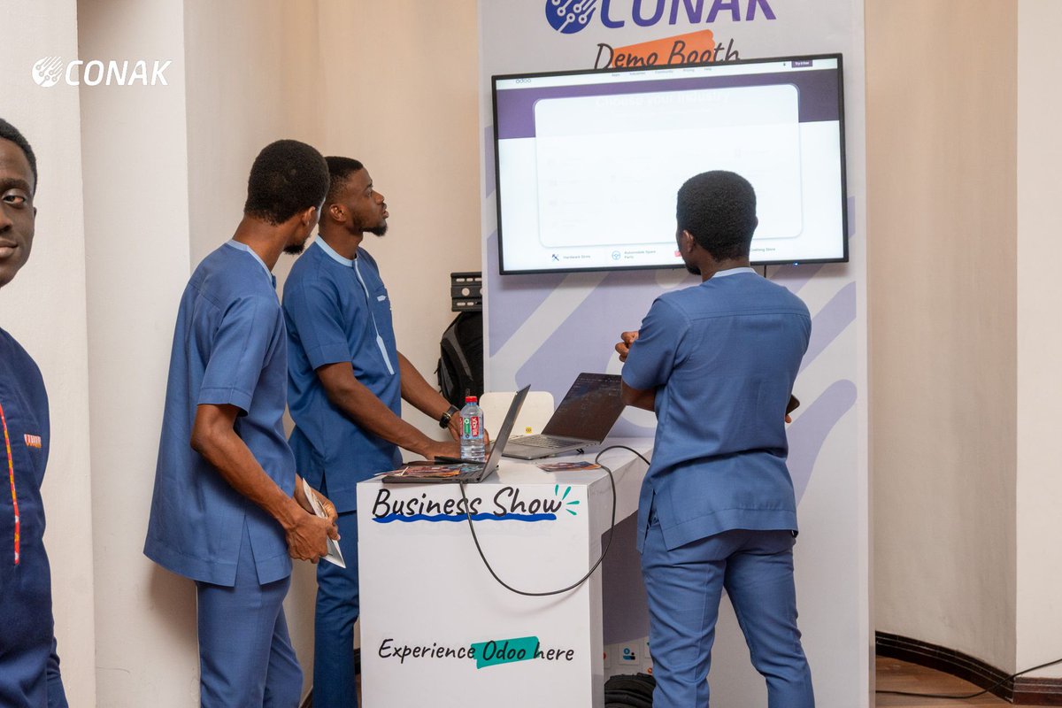 ConakTechnology's tweet photo. Our team showed up strong at the Odoo Business Show.
CONAK Technology staff engaged business owners, shared practical insights, and demonstrated how custom Odoo solutions improve daily operations.
Driven by solutions. Built for business impact.
#CONAKTechnology #OdooBusinessShow https://t.co/gYtBGtveS1