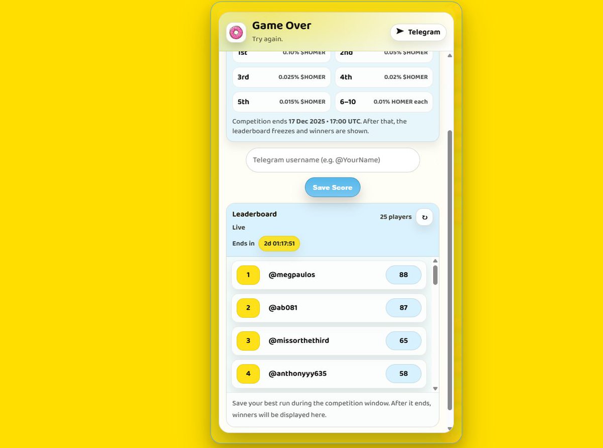 🎮 THE GAME IS ON FIRE! 🎮

A lot of people are already playing…
and the current leaderboard leader just hit a score of 88 😲🔥

Think you can beat that?
Jump in and try 👇
homer-simpson.fun/game