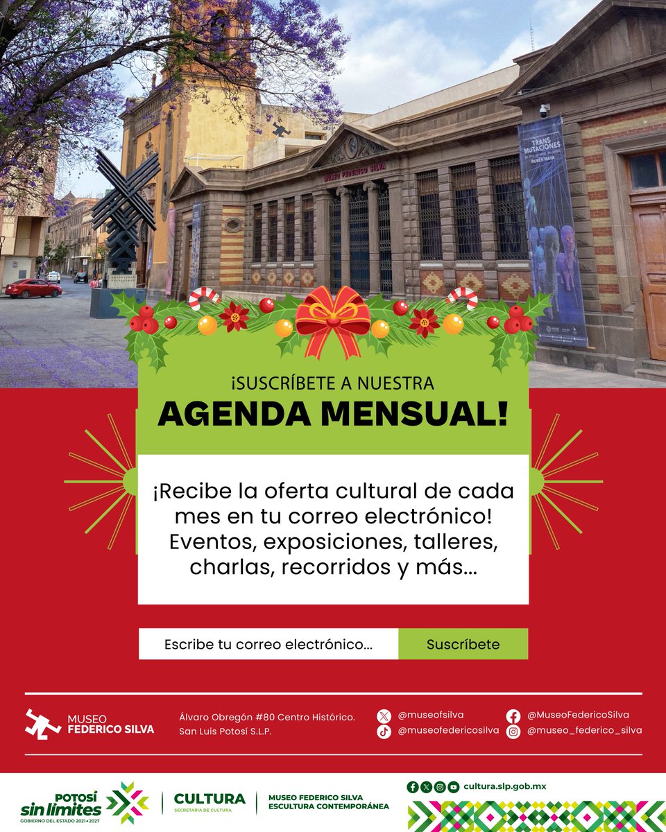 Que este 2026 sea tu era de visitar museos 😉 suscríbete a la agenda mensual del #museofedericosilva para que te enteres de todos nuestros eventos y exposiciones y no se te pase ninguno. Regístrate GRATIS 👉🏾 bit.ly/4ruxEir #ricardogallardo #potosisinlimites