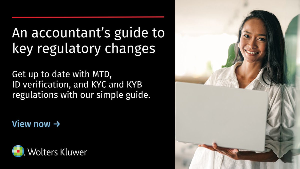 Struggling to wrap your head around key regulations, both present and future?

We put together this two-page guide to help you understand changes including ID verification checks, and MTD for Income Tax.

View now: bit.ly/47M4q5s

#WoltersKluwer #WKUK #MTD #KYC #KYB