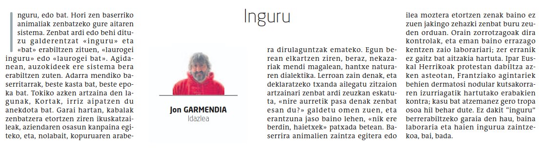 SnOiD_JaUnA's tweet photo. Uste nuen gaurko #Txuriyarena'k berriki ezerezetik berpiztu den "entorno" garzoniar hura zuela hizpide...baina kale egin dut, #diotenez.
#entorno
«Inguru», @txuriya'k idatzia. https://t.co/si6CXNXYsx