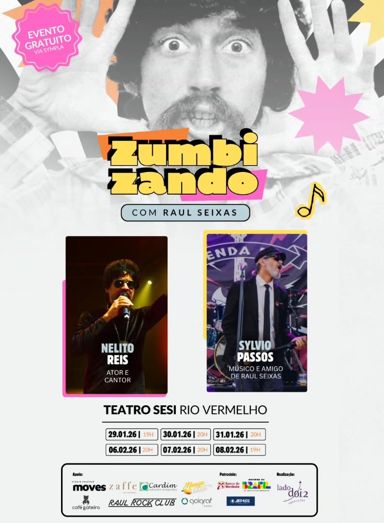 sylviopassos's tweet image. Não percam em janeiro e fevereiro de 2026.
Com @sylviopassos e @nelito_reis
Banda @rafaluzoficial participação @eduanerudha

No @teatrosesi (SESI Rio Vermelho - Salvador/Ba)

#tocaraul #zumbizandocomraul #raulseixas #raulrockclub #nelitoreis #ladodois