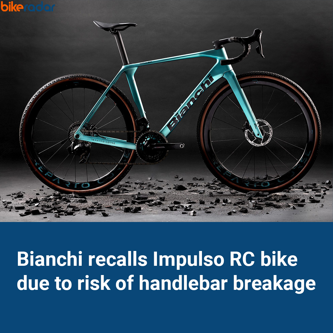 bikeradar's tweet photo. Bianchi has recalled its Impulso RC gravel bike after a quality-control inspection identified a defect in the handlebar – here's what you need to know https://t.co/MhTMlOtrir https://t.co/l7CbculVIO
