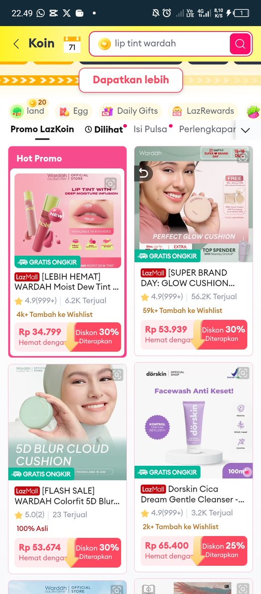 _cacaaaaaaaaaaa's tweet photo. haii, barangkali ada yg mau nitip co? fee per each-nya 7k yaaa. potongan gratis ongkir 20k, mininal pembelian 75k. lumayan nih ada cushion wardah 50k an 😉☝🏻 https://t.co/IuphjXx2Zx