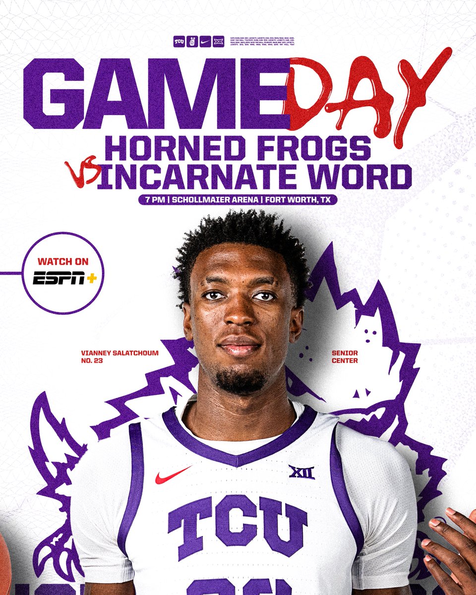 Gameday!       

🆚 Incarnate Word 
⏰ 7 PM
📺 ESPN+ 
💻 gofrogs.co/4j1Aurk 
🎟️ gofrogs.co/3XK0wWm 
🔗 linktr.ee/tcumbb
 
#GoFrogs