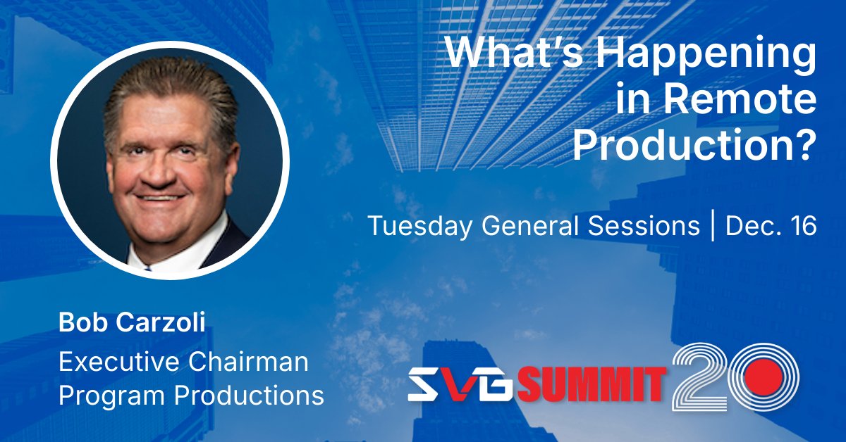 ProgramProd's tweet image. Heading to the @sportsvideo SVG Summit? Don’t miss Bob Carzoli on Dec. 16 at 1 PM for “What’s Happening in Remote Production.” He’ll join industry leaders to break down where remote workflows are headed next. 💡 #SVGSummit

Details: rb.gy/do85a8