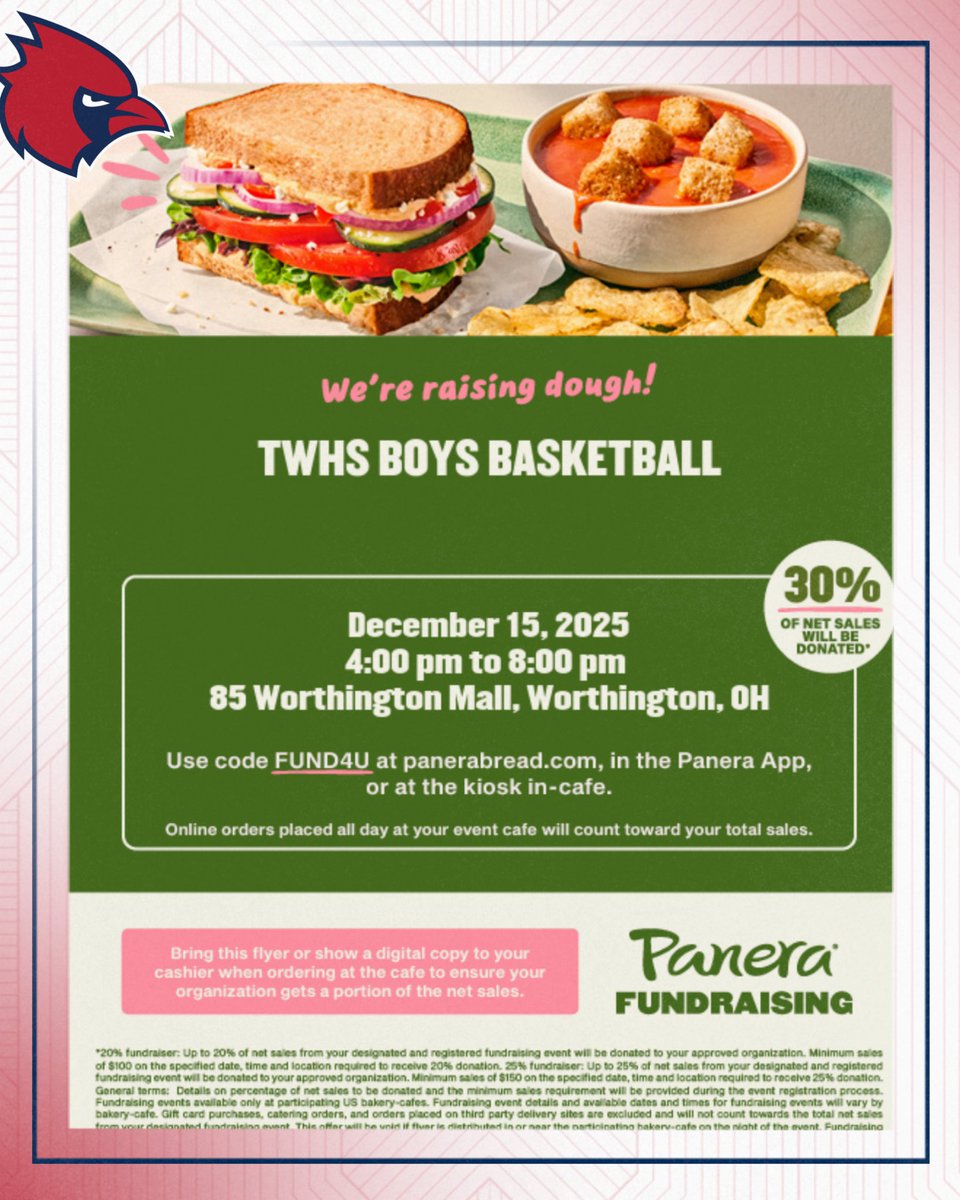 TWHSBasketball's tweet image. Need dinner plans on this cold Monday? We got you covered! Support the TWHS Boys Basketball program!
