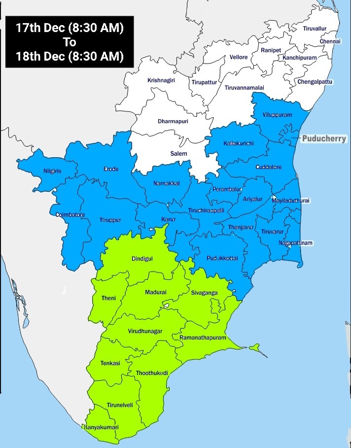 TNW_2020's tweet image. 16.12.2025 and 17.12.2025:Easterly Wave To Bring Light to Moderate Rains (With Isolated Heavy Spells) Over Coastal TN Including Chennai ☔ Mean While Heavy Rains Likely Over Western Ghat Regions of Extreme South TN (Especially Tirunelveli Dt ) 🌧️
#NEM2025 #TNRains