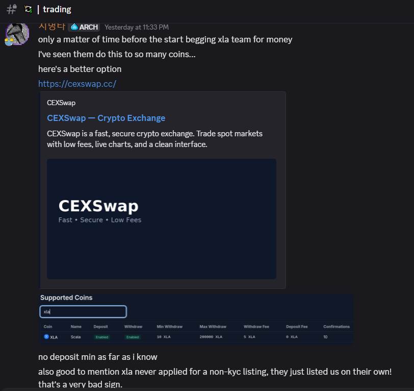 $xla devs is not grateful for free listing $xla coin.
$xla deathsmack moderator, do not like <a href="/nonkyc_exchange/">NonKyc.io</a>