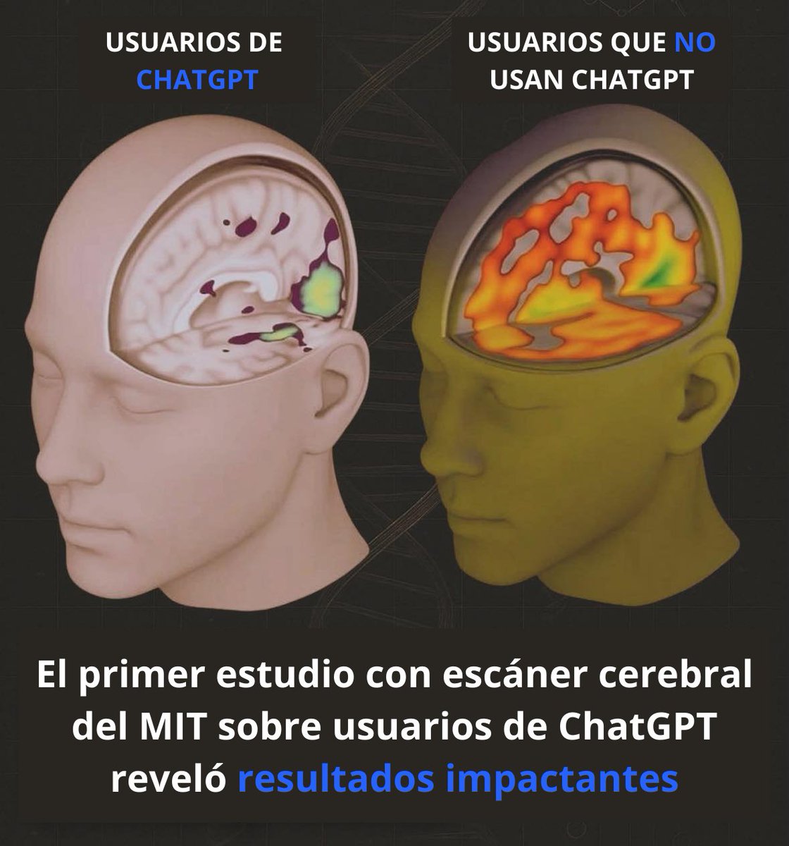 ChatGPT está afectando negativamente la forma en que funciona nuestro cerebro.

MIT reveló lo que está ocurriendo (y una solución sencilla).

La mayoría lo hemos sentido:

↳ Empiezas a depender de la IA para tu trabajo diario.
↳ Luego intentas hacerlo solo, y de repente se