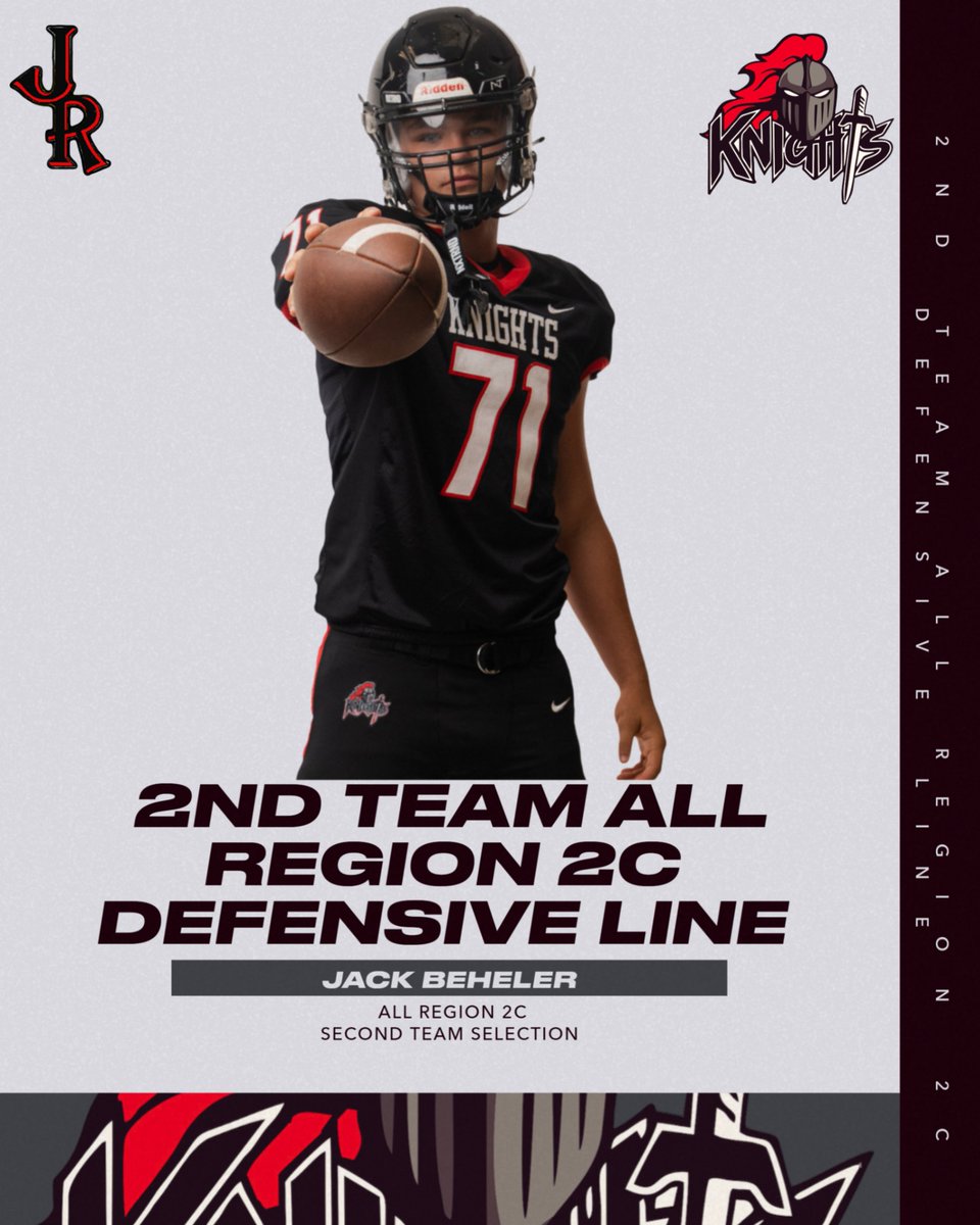 KnightsJrhs's tweet image. Congratulations to Jack Beheler for making 2nd Team All Region 2C as an Defensive Lineman!! Congrats Jack!!